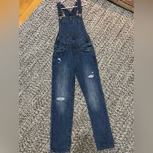 GAP distressed jean Overalls girls M (size 8-9)